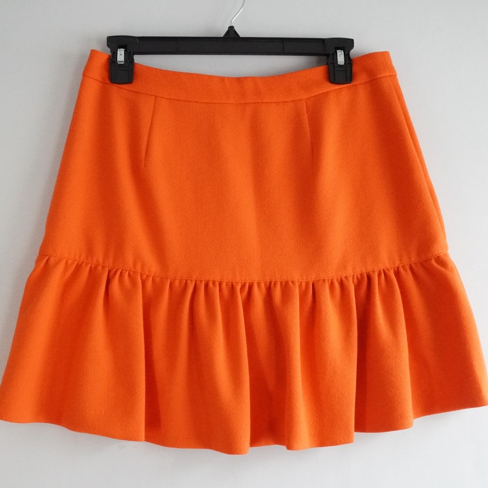 Essentiel Antwerp Orange Ruffle Wrap Skirt High Waisted Size L NWT Preppy Summer - Picture 4 of 13